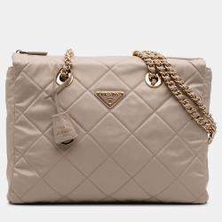Pre Owned Prada Brown Medium Re-Nylon Re-Edition 1995 Chaine Shoulder Bag