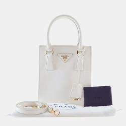 Pre Owned Prada White Mini Saffiano Lux Tote