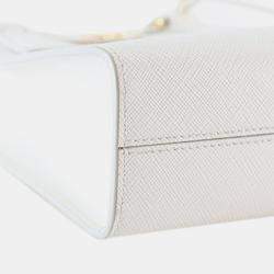 Pre Owned Prada White Mini Saffiano Lux Tote