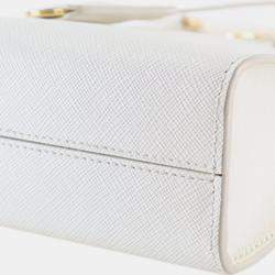 Pre Owned Prada White Mini Saffiano Lux Tote