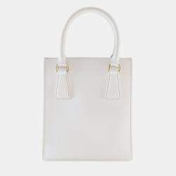 Pre Owned Prada White Mini Saffiano Lux Tote