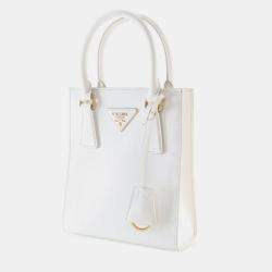 Pre Owned Prada White Mini Saffiano Lux Tote