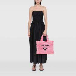 Pre Owned Prada Pink Terry Cloth Tote