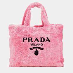 Pre Owned Prada Pink Terry Cloth Tote