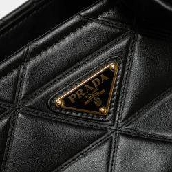 Pre Owned Prada Black Small Quilted Lambskin Satchel