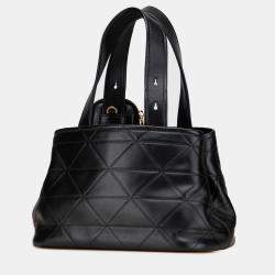 Pre Owned Prada Black Small Quilted Lambskin Satchel