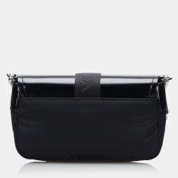 Pre Owned Prada Black Re-Nylon & Spazzolato Pocket Crossbody