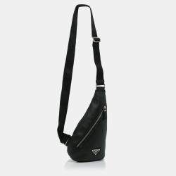 Pre Owned Prada Black Prada Cross Leather Bag