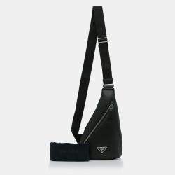 Pre Owned Prada Black Prada Cross Leather Bag