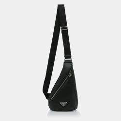 Pre Owned Prada Black Prada Cross Leather Bag