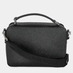 Pre Owned Prada Black Saffiano Medium Brique Crossbody Bag