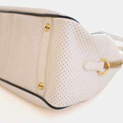 Pre Owned Prada Saffiano Fori Perforated Bowling Bag