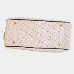 Pre Owned Prada Saffiano Fori Perforated Bowling Bag
