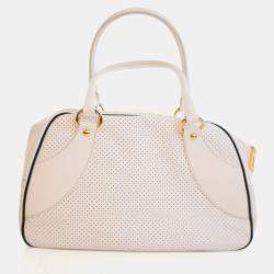 Pre Owned Prada Saffiano Fori Perforated Bowling Bag