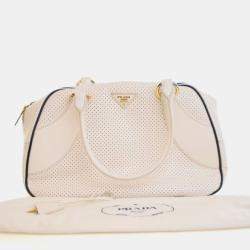 Pre Owned Prada Saffiano Fori Perforated Bowling Bag