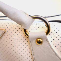 Pre Owned Prada Saffiano Fori Perforated Bowling Bag