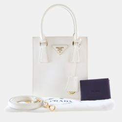 Pre Owned Prada Mini White Saffiano Tote