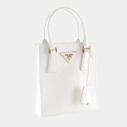 Pre Owned Prada Mini White Saffiano Tote