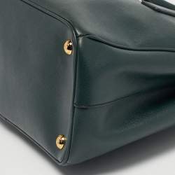 Pre Owned Prada Green Saffiano Lux Leather Small Galleria Double Zip Tote