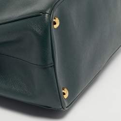 Pre Owned Prada Green Saffiano Lux Leather Small Galleria Double Zip Tote
