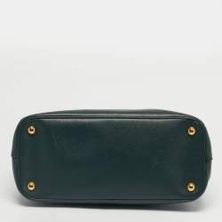 Pre Owned Prada Green Saffiano Lux Leather Small Galleria Double Zip Tote