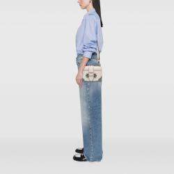 Pre Owned Prada White City Calf Studded Folk Cahier Crossbody