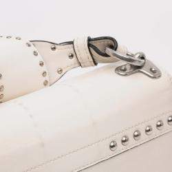 Pre Owned Prada White City Calf Studded Folk Cahier Crossbody