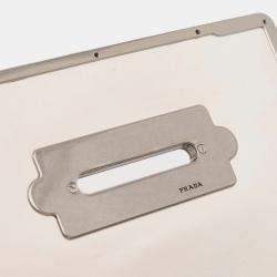 Pre Owned Prada White City Calf Studded Folk Cahier Crossbody
