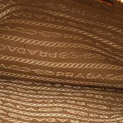 Pre Owned Prada Beige Perforated Saffiano Lux Leather Fori Tote