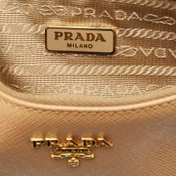Pre Owned Prada Beige Perforated Saffiano Lux Leather Fori Tote