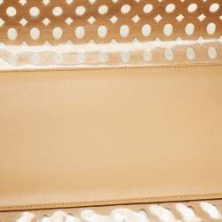 Pre Owned Prada Beige Perforated Saffiano Lux Leather Fori Tote