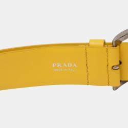 Pre Owned Prada Yellow Saffiano Triangle Convertible Shoulder Bag