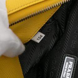 Pre Owned Prada Yellow Saffiano Triangle Convertible Shoulder Bag