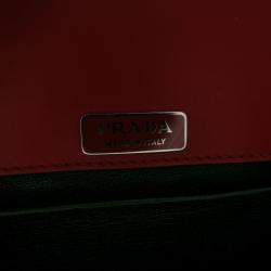 Pre Owned Prada Black/Red Saffiano Trimmed City Calf Crystal Cahier Crossbody