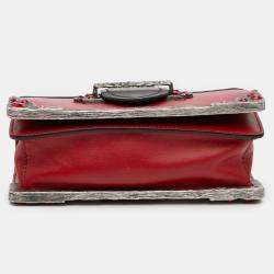 Pre Owned Prada Black/Red Saffiano Trimmed City Calf Crystal Cahier Crossbody