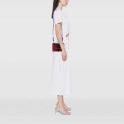 Pre Owned Prada Black/Red Saffiano Trimmed City Calf Crystal Cahier Crossbody