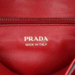 Pre Owned Prada Red Saffiano Lux Embleme Satchel