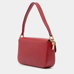 Pre Owned Prada Red Saffiano Lux Embleme Satchel