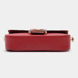 Pre Owned Prada Red Saffiano Lux Embleme Satchel