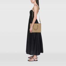Pre Owned Prada Brown Large Saffiano Lux Embossed Logo Convertible Tote