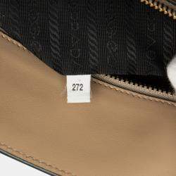 Pre Owned Prada Brown Large Saffiano Lux Embossed Logo Convertible Tote