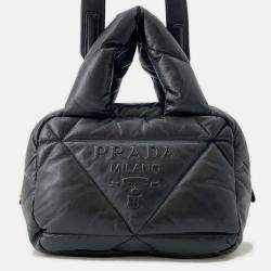 Pre Owned Prada Quilted 2Waybag Black Leather