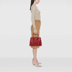 Pre Owned Prada Red Small Saffiano Cuir Double Handle Satchel