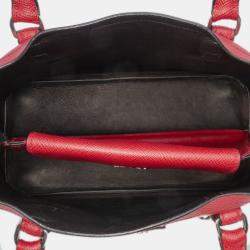 Pre Owned Prada Red Small Saffiano Cuir Double Handle Satchel