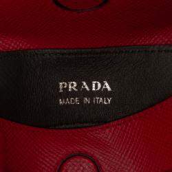 Pre Owned Prada Red Small Saffiano Cuir Double Handle Satchel