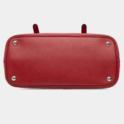 Pre Owned Prada Red Small Saffiano Cuir Double Handle Satchel