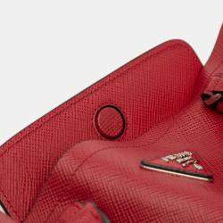 Pre Owned Prada Red Small Saffiano Cuir Double Handle Satchel