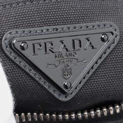 Pre Owned Prada Black Canvas Canapa Triangle Logo Shoulder Bag