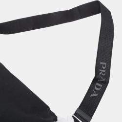 Pre Owned Prada Black Canvas Canapa Triangle Logo Shoulder Bag