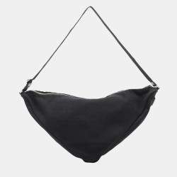 Pre Owned Prada Black Canvas Canapa Triangle Logo Shoulder Bag